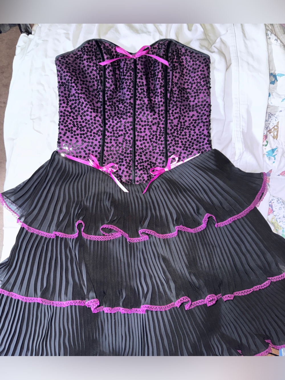 Betsey Johnson Black Chemise with Purple Sequin Bodice